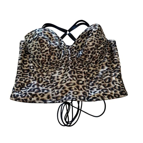 VTG Fredericks Of Hollywood Bustier Corset Size M 90s Leopard Print Sexy - Picture 3 of 5